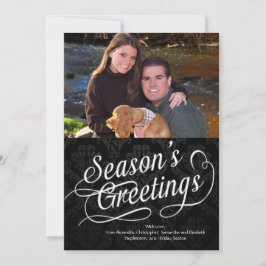 Schwarz/Weiß-Script-Saison-Grüße-Foto-Karte Feiertagskarte