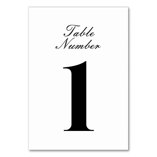 Schwarz-Weiß-Script-Tischnummer Tischnummer (Vorderseite)