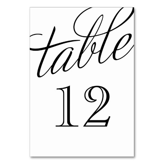 Schwarz-Weiß-Script-Tischnummern Tischnummer (Rückseite)