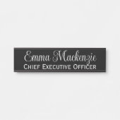 Schwarz-Weiß-Script-Türsignatur für das Büro Türschild (Vorderseite )