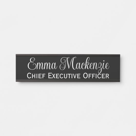 Schwarz-Weiß-Script-Türsignatur für das Büro Türschild (Vorderseite )