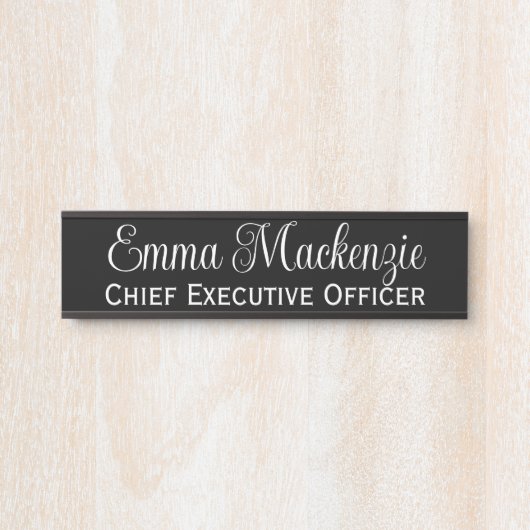 Schwarz-Weiß-Script-Türsignatur für das Büro Türschild (Vorderseite )