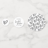 Schwarz-Weiß-Script und Herz-Brautparty Konfetti (Vorderseiten)