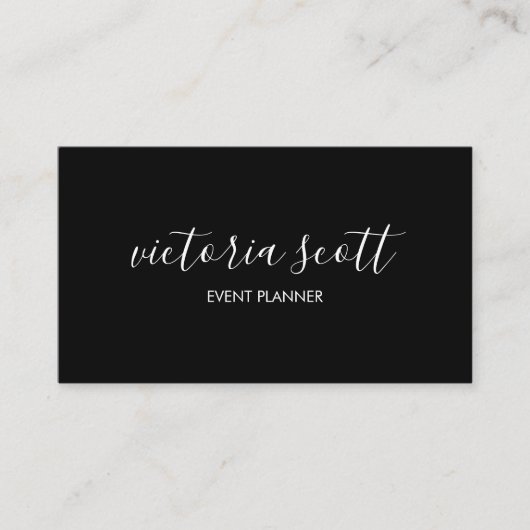 Schwarz-Weiß-Script-Visitenkarten Visitenkarte (Vorderseite)