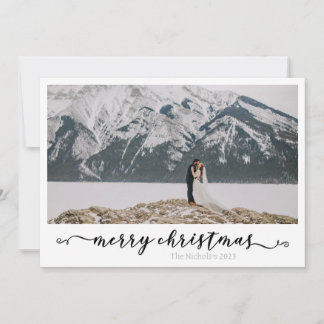 Schwarz-Weiß-Script-Weihnachtskarte Feiertagskarte