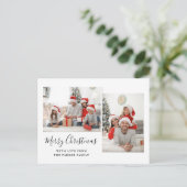 Schwarz-Weiß-Script Zwei Foto Frohe Weihnachten (Stehend Vorderseite)