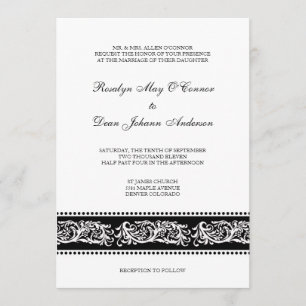 Schwarz-Weiß-Scroll elegante Hochzeitseinladung Einladung