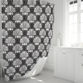 Schwarz-Weiß-Seashell-Küste Duschvorhang