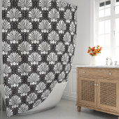 Schwarz-Weiß-Seashell-Küste Duschvorhang