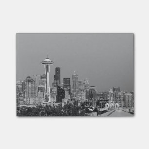 Schwarz-Weiß-Seattle-Stadt Post-it Klebezettel
