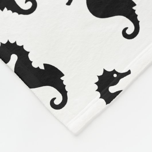 Schwarz-Weiß-Seepferd Fleecedecke (Ecke)