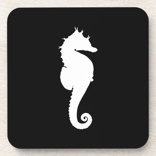 Schwarz-Weiß-Seepferd Getränkeuntersetzer (Vorderseite)