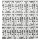 Schwarz-Weiß-Seepferd - Grafik Duschvorhang (Vorderseite)