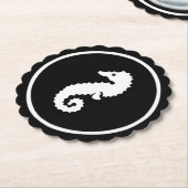 Schwarz-Weiß-Seepferd Hochzeitsfeier Untersetzer (angewinkelt)