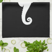 Schwarz-Weiß-Seepferd Küchentuch (Gefaltet)