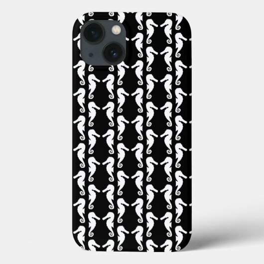 Schwarz-Weiß-Seepferd-Muster. Case-Mate iPhone Hülle (Rückseite)