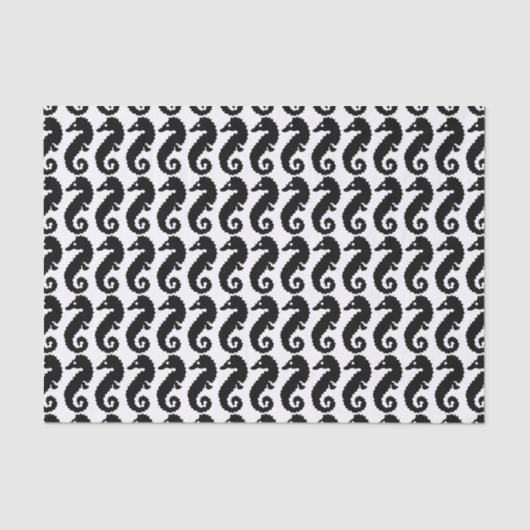 Schwarz-Weiß-Seepferd Seidenpapier (Vorderseite)