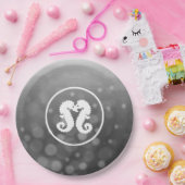 Schwarz-Weiß-Seepferde Küssen Papier Teller (Party)