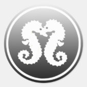 Schwarz-Weiß-Seepferde Küssen Sticker (Vorderseite)