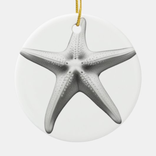 Schwarz-Weiß-Seestern Keramik Ornament (Vorne)