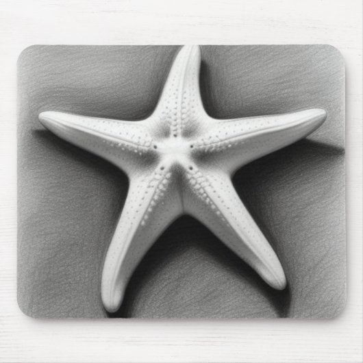 Schwarz-Weiß-Seestern Mousepad (Vorne)