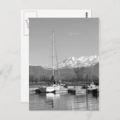 Schwarz-Weiß-Segelboote auf Seebildern Postkarte (Vorne/Hinten)