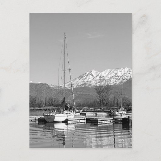 Schwarz-Weiß-Segelboote auf Seebildern Postkarte (Vorderseite)