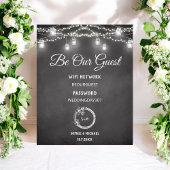 Schwarz-weiß Sei unser Gast WiFi Wedding Sign Poster