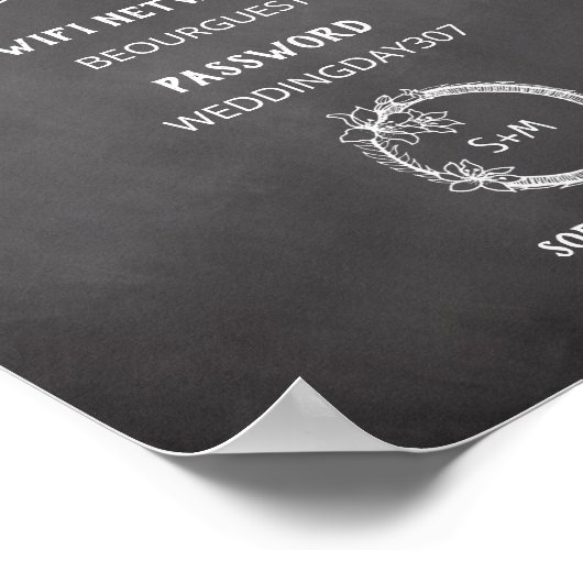 Schwarz-weiß Sei unser Gast WiFi Wedding Sign Poster (Ecke)
