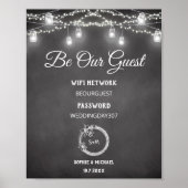 Schwarz-weiß Sei unser Gast WiFi Wedding Sign Poster (Vorne)