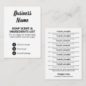 Schwarz-Weiß-Seifen-Scent-Liste Visitenkarte (Vorne/Hinten)