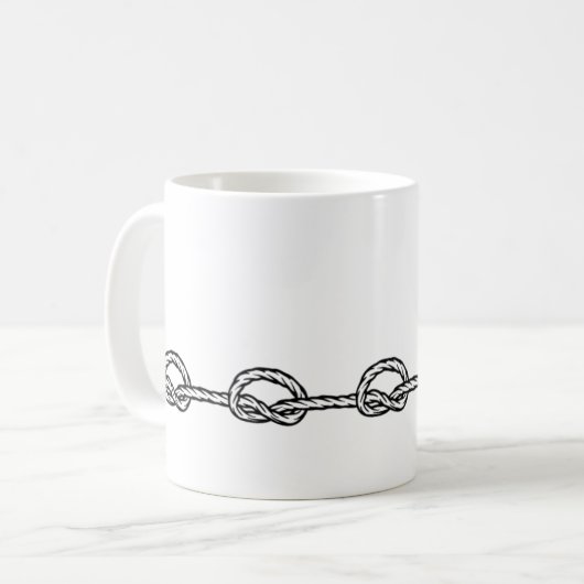 Schwarz-Weiß-Seilmuster Kaffeetasse (Vorderseite Links)