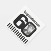 Schwarz-Weiß-Servietten zum 60. Foto Serviette (Ecke)