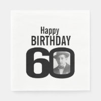 Schwarz-Weiß-Servietten zum 60. Foto