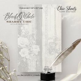 Schwarz-Weiß-Shabby-Chic-Design-Papeterie Briefpapier