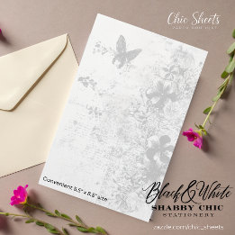 Schwarz-weiß Shabby Chic Schmetterling Schreibware Briefpapier