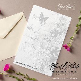 Schwarz-weiß Shabby Chic Schmetterling Schreibware Briefpapier