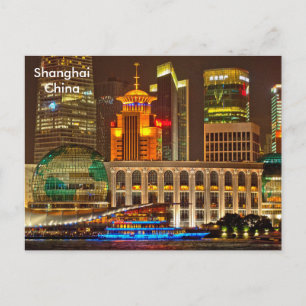 Schwarz-Weiß-Shanghai-Vintage-Reise-Tourismuswerbu Postkarte