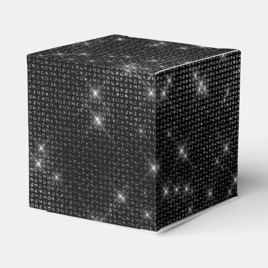 Schwarz-Weiß-Shimmer-Monogramm - Name hinzufügen Geschenkschachtel (Rückseite)