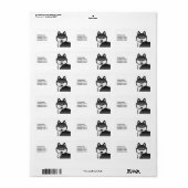 Schwarz-Weiß-sibirischer Husky-Hund und benutzerde Adressaufkleber (Vorne)