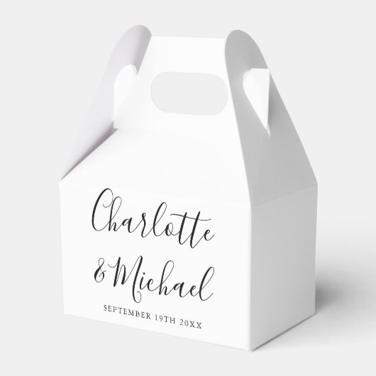 Schwarz-Weiß-Signatur-Script-Hochzeit Geschenkschachtel (Vorderseite)