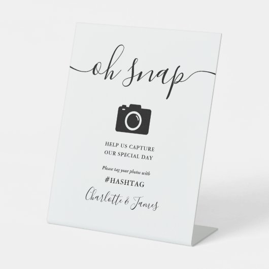 Schwarz-Weiß-Signatur-Script Oh Snap Sockelschild (Vorderseite)