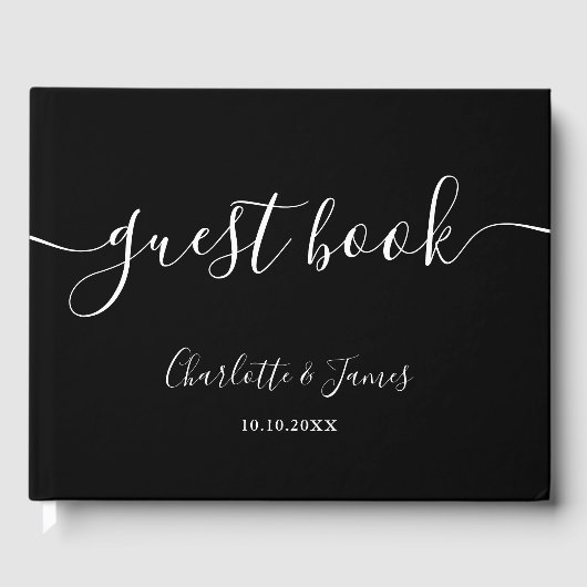 Schwarz-Weiß-Signatur-Skript Hochzeit Gästebuch (Vorderseite)