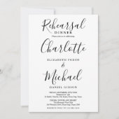 Schwarz-Weiß-Signatur-Skript-Probe Abendessen Einladung (Vorderseite)