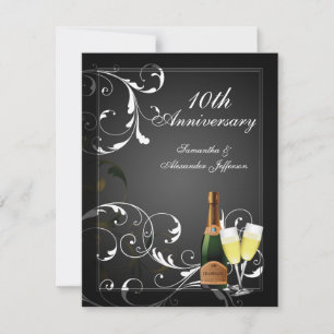 Schwarz-Weiß-Silber-Champagner-Jubiläumsfeier Einladung