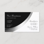 Schwarz-Weiß-Silber-Dekor mit Monogram-Modernem Visitenkarte (Rückseite)