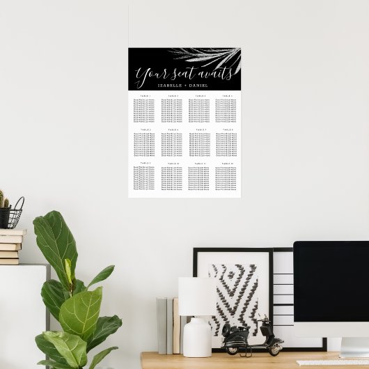 Schwarz-Weiß-Silber-Hochzeitskarten Poster (Heimbüro)