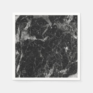 Schwarz Weiß & Silber Marmor Modern Glam Serviette