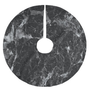 Schwarz Weiß & Silber Marmor Modern Glamour Trendi Polyester Weihnachtsbaumdecke