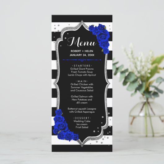 Schwarz-Weiß-Silber-Menü-Karte Programm (Stehend Vorderseite)